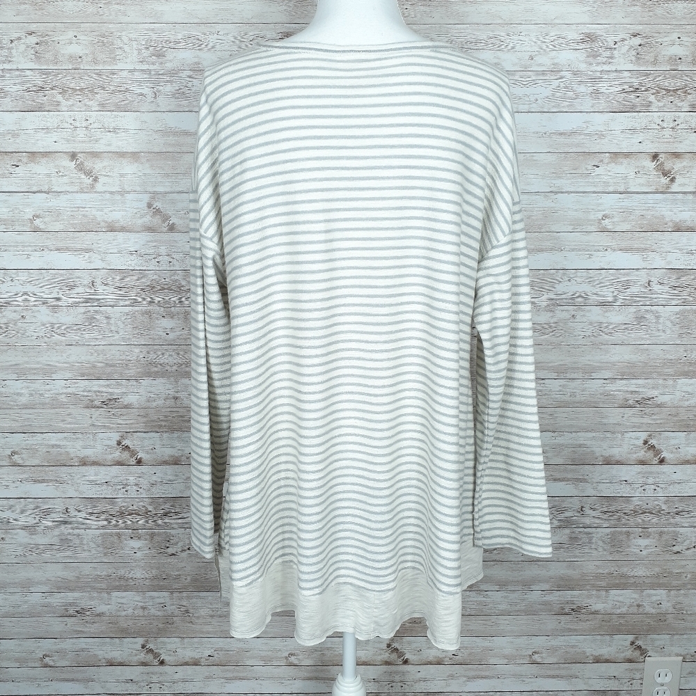 Style & Co Top XL Longsleeved Striped Gray 390 - Picture 3 of 6
